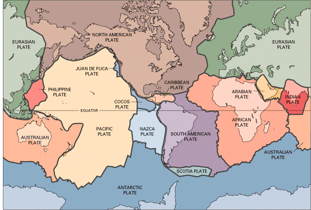 convergent plate boundaries. has convergent boundaries.