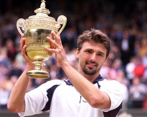 Wimbledon Tennis championships 2001 Goran Ivanisavic with trophy